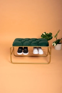 AYAKKABILIK PUF BENCH DÖŞEMELİ KAPI GİRİŞİ PUF KAPI GİRİŞİ DÜZENLEYİCİ DÜĞMELİ TEL RAFLI